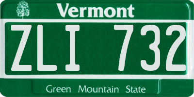 VT license plate ZLI732