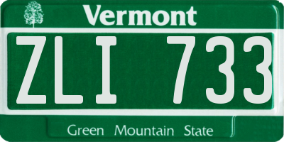VT license plate ZLI733