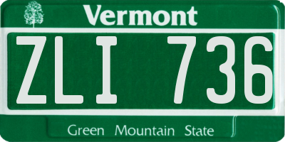 VT license plate ZLI736