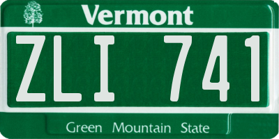 VT license plate ZLI741