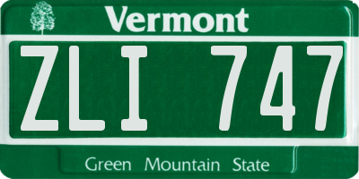 VT license plate ZLI747