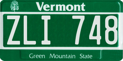 VT license plate ZLI748