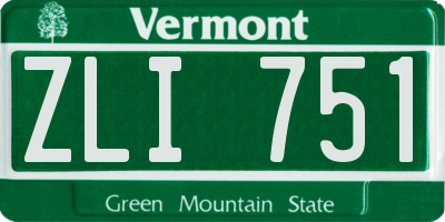 VT license plate ZLI751