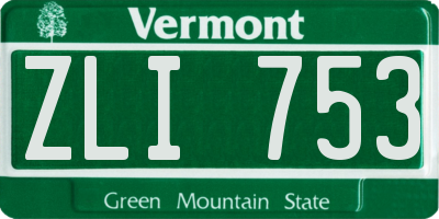 VT license plate ZLI753