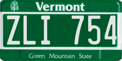 VT license plate ZLI754