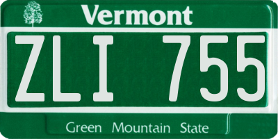 VT license plate ZLI755