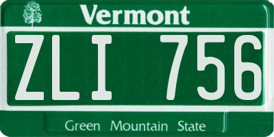 VT license plate ZLI756