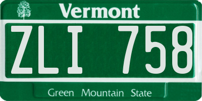 VT license plate ZLI758