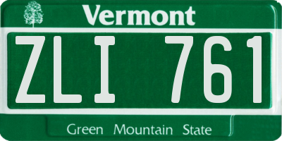 VT license plate ZLI761