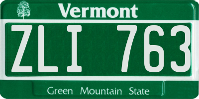VT license plate ZLI763