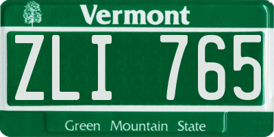 VT license plate ZLI765