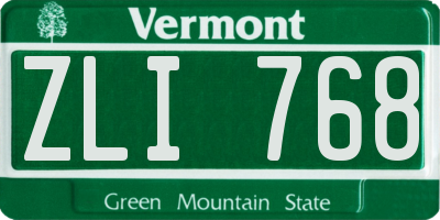 VT license plate ZLI768
