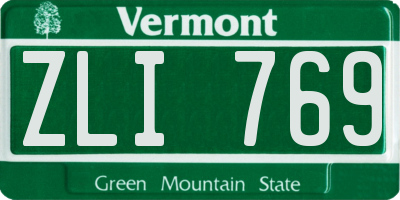 VT license plate ZLI769
