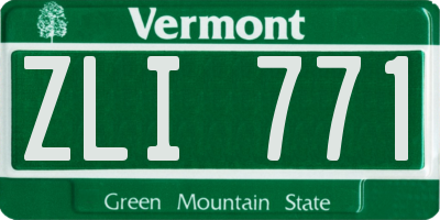 VT license plate ZLI771