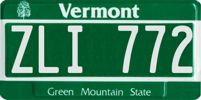 VT license plate ZLI772