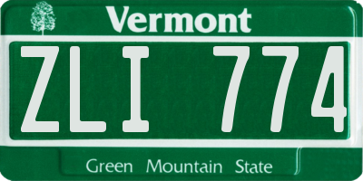 VT license plate ZLI774