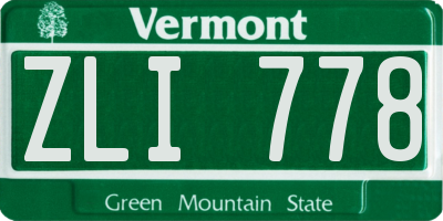 VT license plate ZLI778