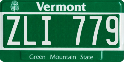 VT license plate ZLI779