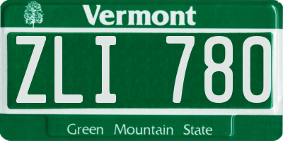 VT license plate ZLI780