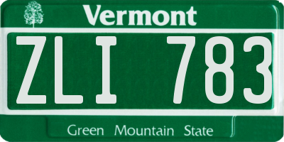 VT license plate ZLI783