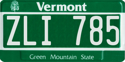 VT license plate ZLI785