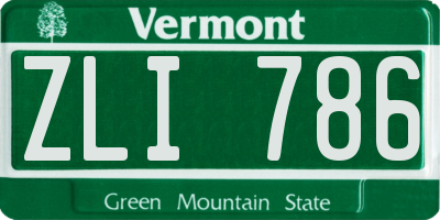 VT license plate ZLI786
