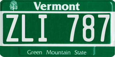 VT license plate ZLI787