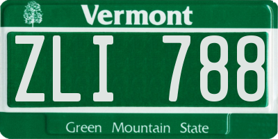 VT license plate ZLI788