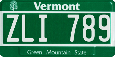 VT license plate ZLI789