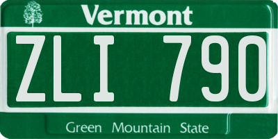 VT license plate ZLI790