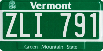 VT license plate ZLI791