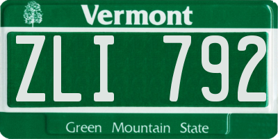 VT license plate ZLI792