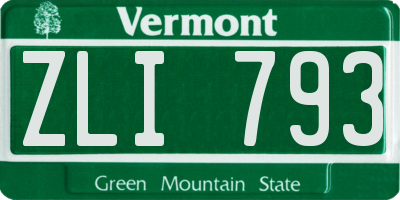 VT license plate ZLI793