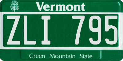 VT license plate ZLI795