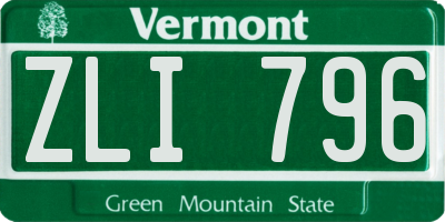 VT license plate ZLI796