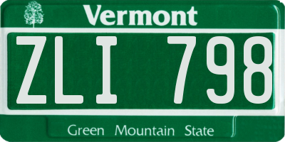 VT license plate ZLI798