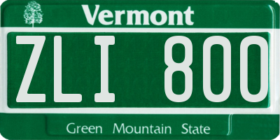 VT license plate ZLI800