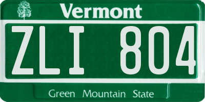 VT license plate ZLI804