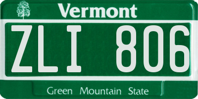 VT license plate ZLI806