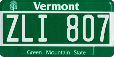VT license plate ZLI807