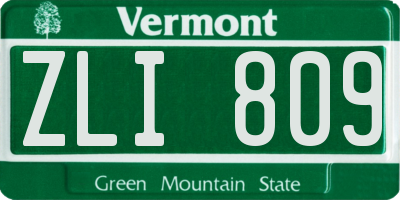 VT license plate ZLI809