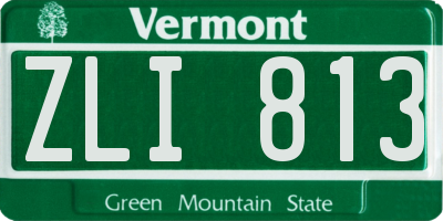 VT license plate ZLI813