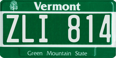VT license plate ZLI814