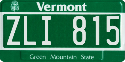 VT license plate ZLI815
