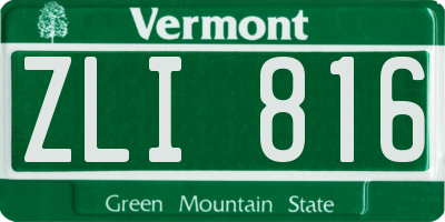 VT license plate ZLI816