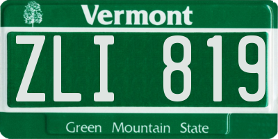 VT license plate ZLI819