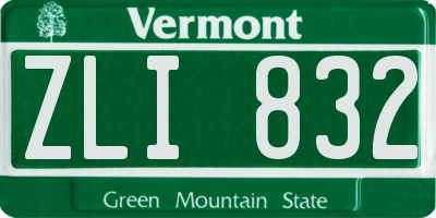 VT license plate ZLI832