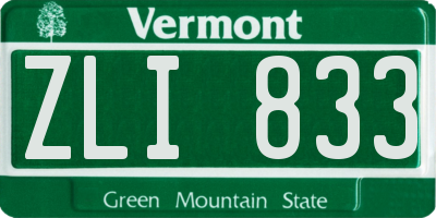 VT license plate ZLI833