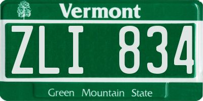 VT license plate ZLI834
