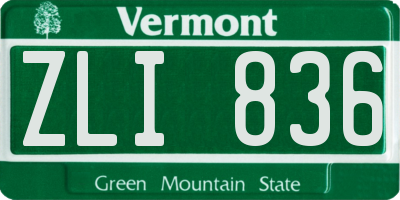 VT license plate ZLI836